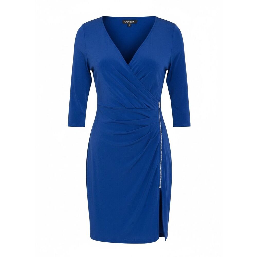 Express Royal Blue Ruched Side‎ Zipper Sheath Dress Size Small NWOT